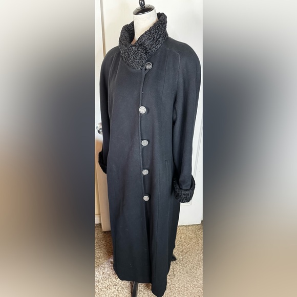 Vintage Wool and Cashmere Trench Coat 90’s Feminine Elegant Goth Duster noir - Picture 1 of 15